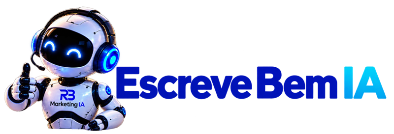 Logotipo EscreveBem IA com mascote RB