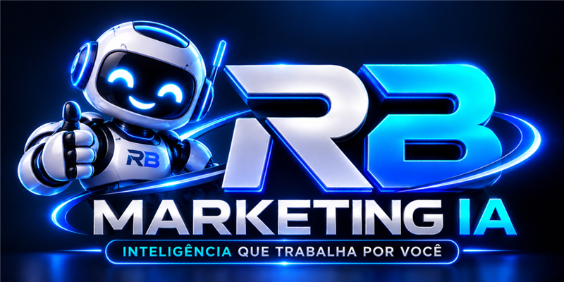 Logotipo RB Marketing IA com robô